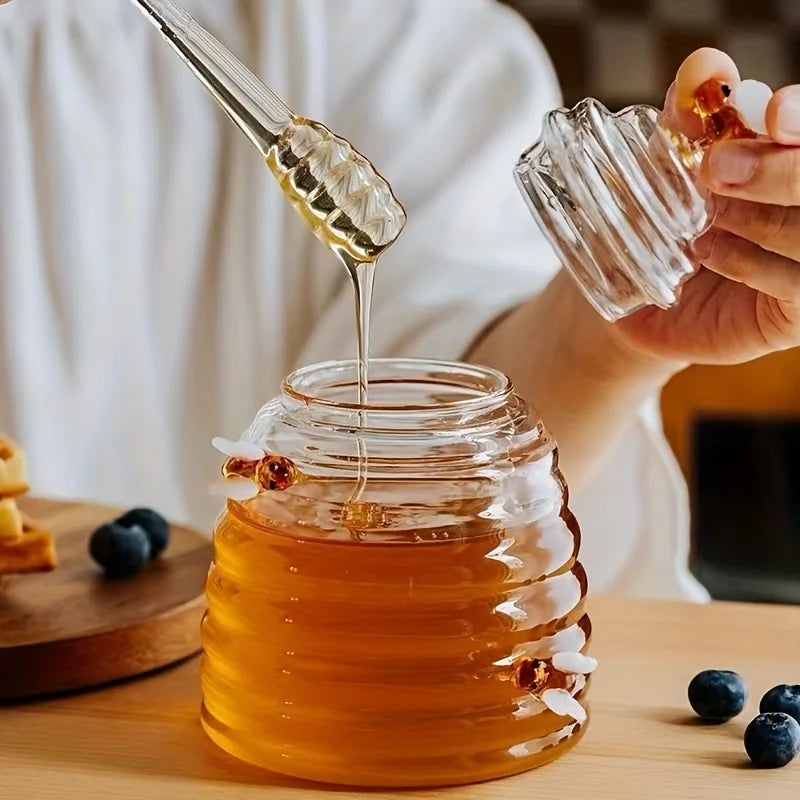 1pc Animal-Themed High Borosilicate Glass Honey Jar with Lid - Perfect for Kitchen & Dining