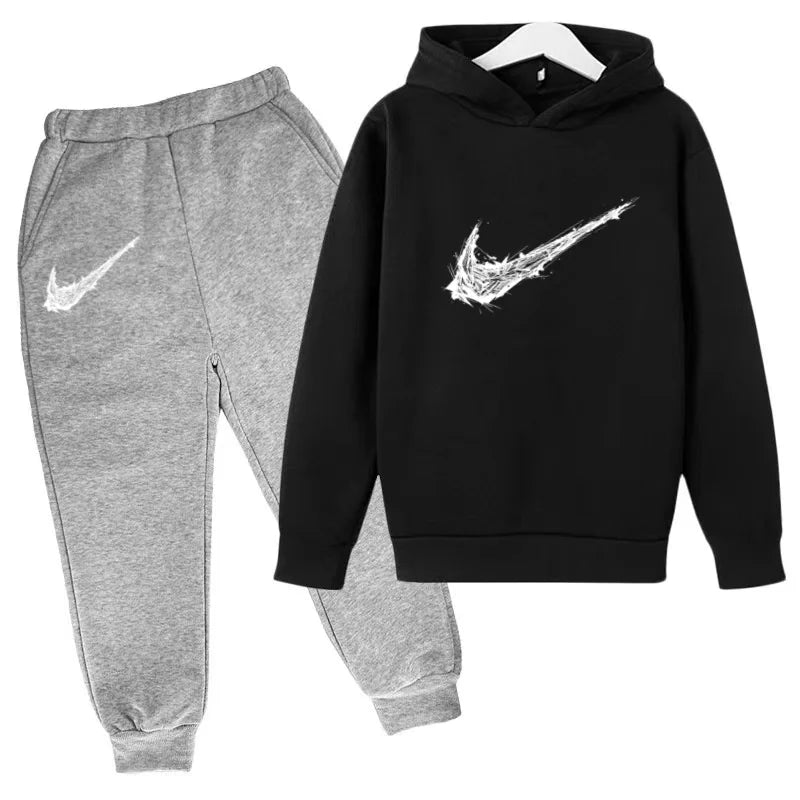 New Children's Sports Hooded Sweatshirt - Brand's Trendy Casual Hooded Top and Pants Set Suitable for Boys and Girls Aged 3 To13