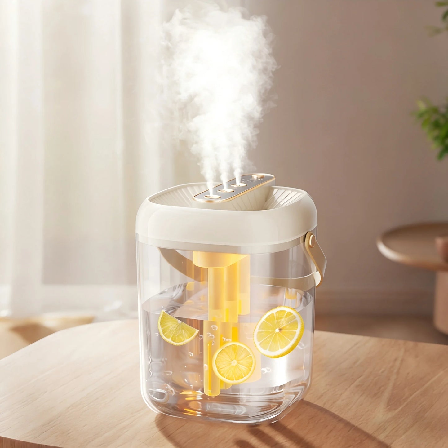 Intelligent 3-Spray Humidifier - 2L Large Capacity Water Tank, Warm Night Light, Waterless Protection, 4-Speed Mist Adjustment