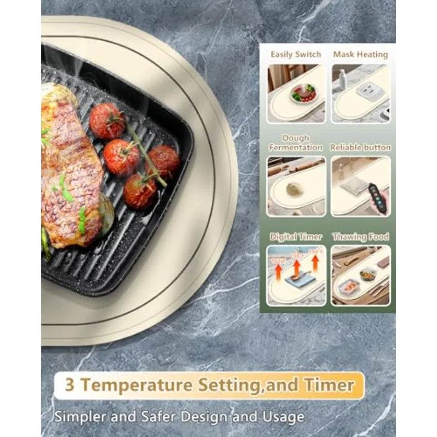 Food Warming Mats for Countertop Extra Large XXL 36"x15" Electric Heating Pad for Food Roll Up Silicone Warmer Mat for Party an