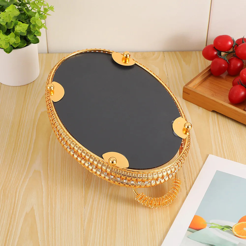 2Pcs European high-end tray gold hollow hotel household fruit plate wrought iron size set snack storage basket