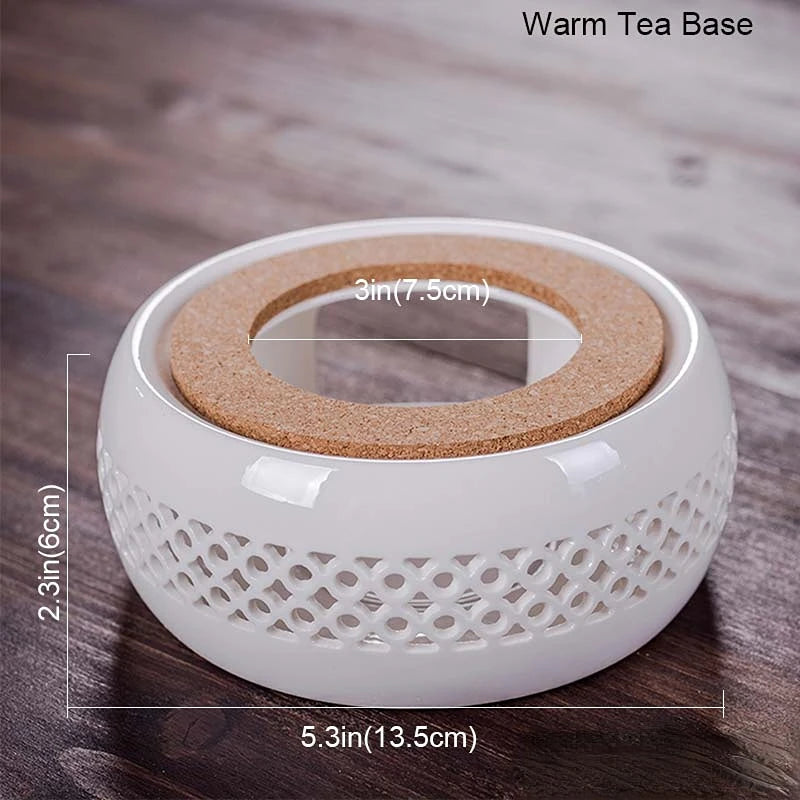 Handle Glass Tea pot Heat-Resistant Teapot Flower Tea Kettle Large Clear Fruit Juice Container Ceramic Teapot Holder Base
