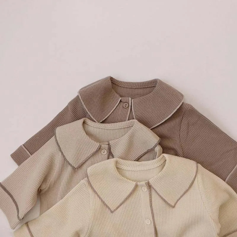 Autumn Baby's Sets Waffle Baby Girls Boys Clothes Set Pajamas Home Wear Children's Casual Long Sleeve Two Piece Set