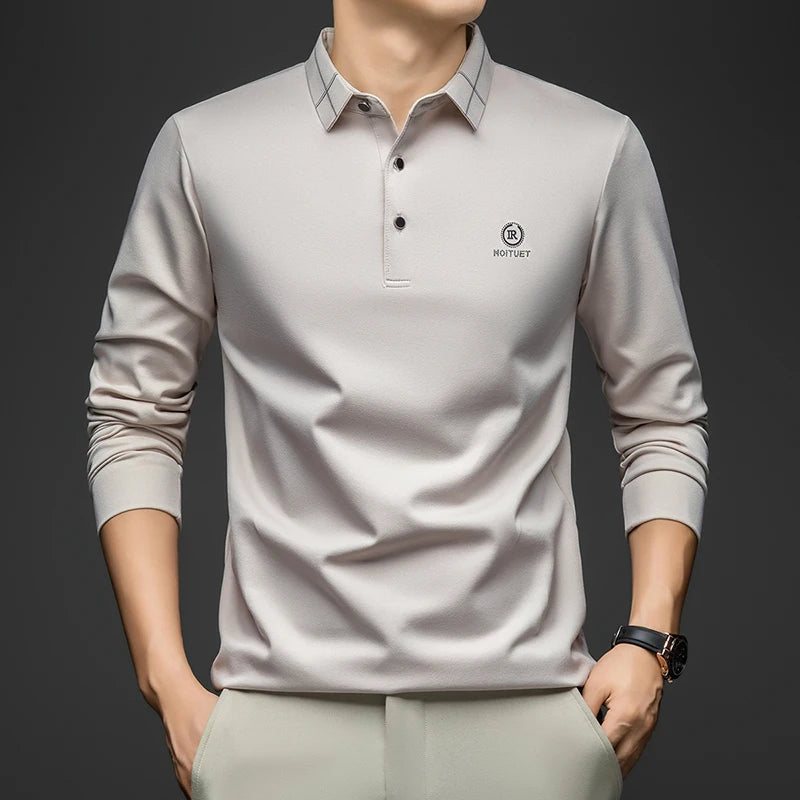 BROWON Polo Shirt for Man 2025 Spring Autumn Men Long Sleeve Polo Shirts,