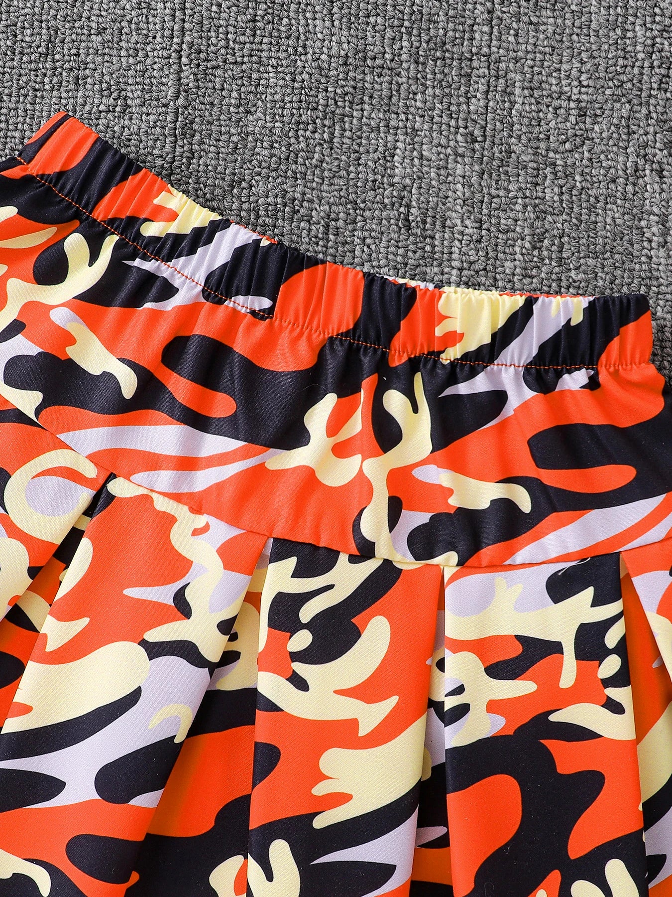 Summer girl fashion three-piece set, cool and breathable mesh short-sleeved T-shirt butterfly print spaghetti strap short skirt