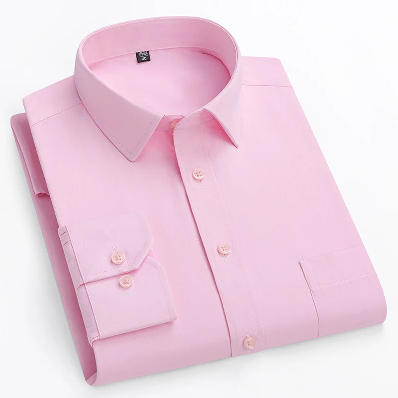 double collor Full shirts for men plus size slim fit formal plain shirt over size office clothes solid long-sleeve business tops