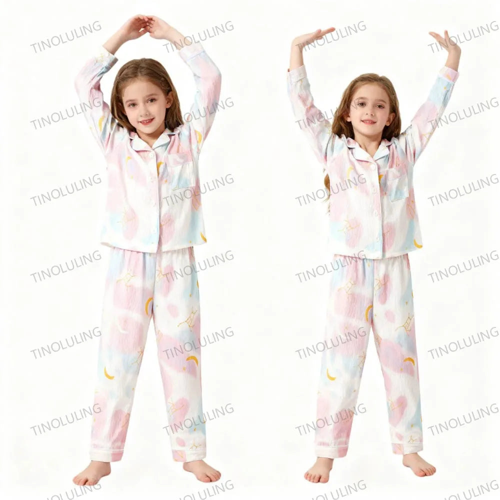Girls' Pajamas Cartoon Sleepwear for Children Boys Teenage Kids 3 5 7 9 11 13 Yrs Home Wear Clothing Set Child Casual Outfits
