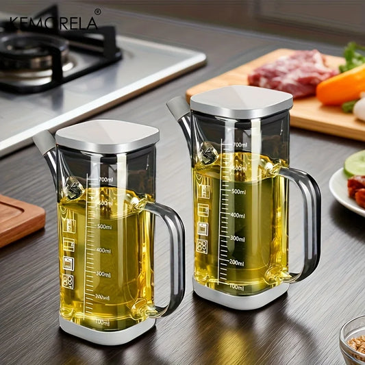 Kitchen Oil Dispenser Bottle, 700ml Olive Oil Pourer for Cooking Salad Dressing BBQ, Leak-Proof Precision Pourer With Scale