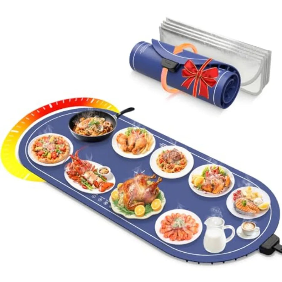 Food Warming Mats for Countertop Extra Large XXL 36"x15" Electric Heating Pad for Food Roll Up Silicone Warmer Mat for Party an