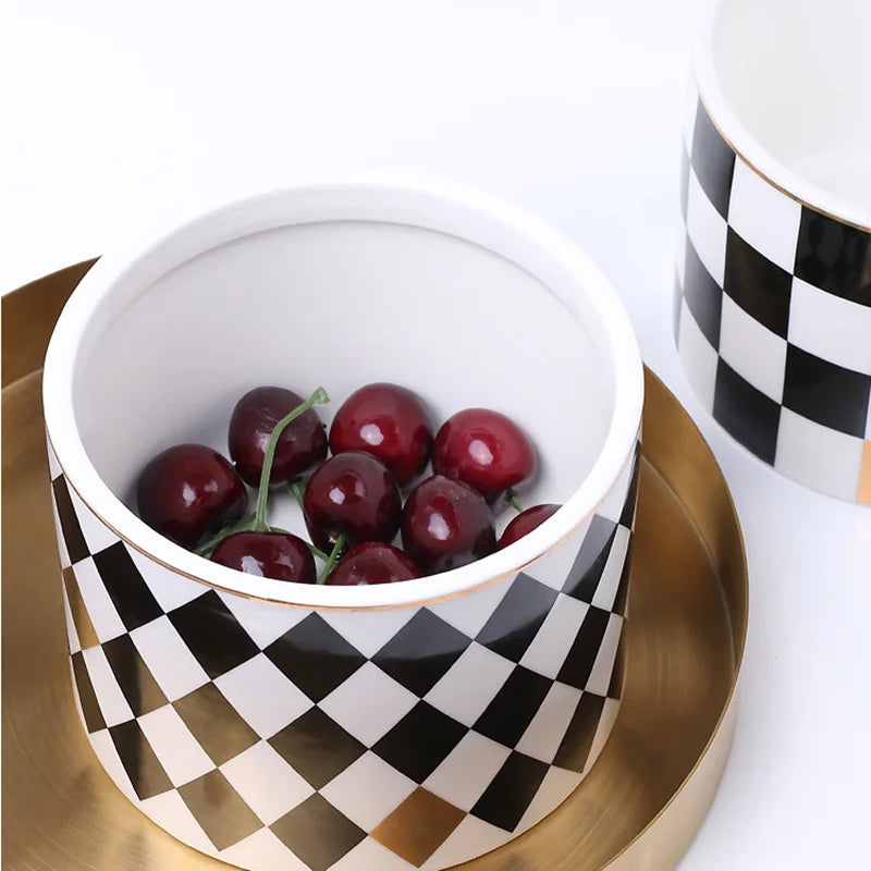 Household Ceramic Sealed Tank Creative Grain Storage Tank Kitchen Storage Box Coffee Wooden Lid Sealed Tea Storage Supplies