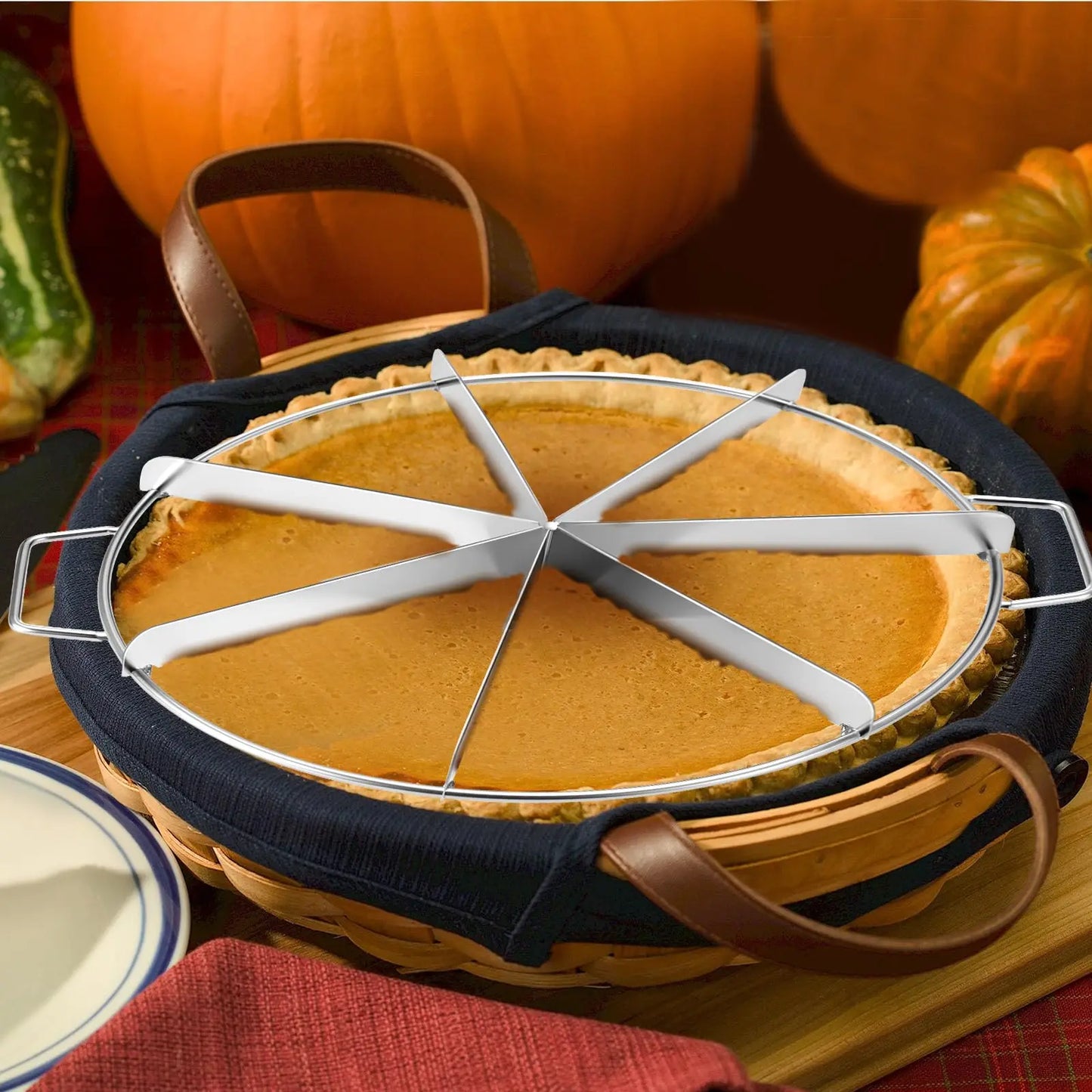 Cake Cutter Slicer Stainless Steel Pastry Portion Marker Pizza Pie Divider Even 4-10 Slices Cake Portioner Baking Tools Kitchen