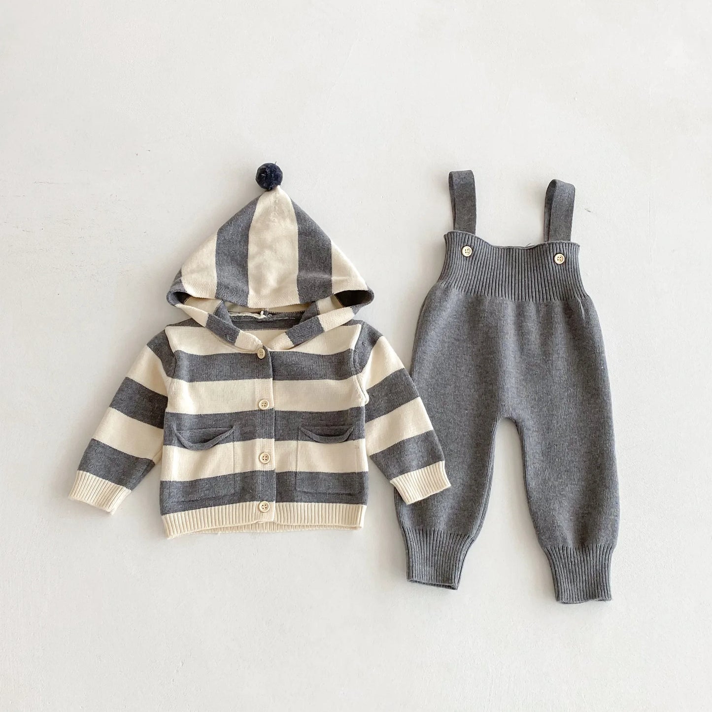 Autumn New Baby Clothing Set Infant Boys Knit Cardigans And Solid Cardigans 2PCs Sweater Suit