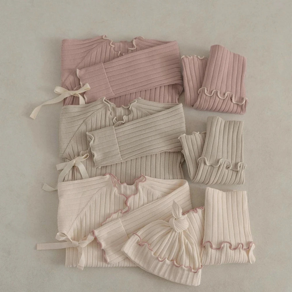 2PCS Set Toddler Clothing Long Sleeve Autumn Baby Newborn Romper Infant Kniting Bodysuit Set 0-2Y Top+Pants Clothes Set Cotton