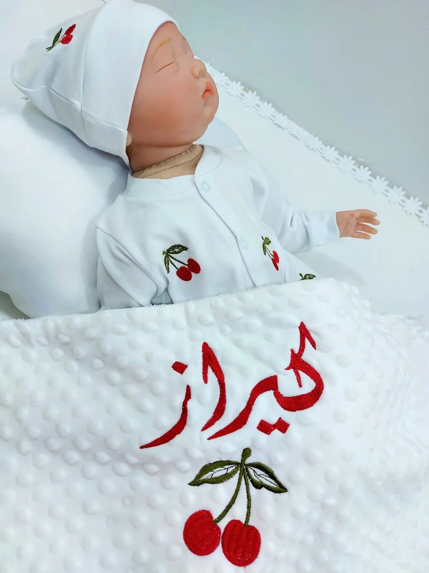 Dollbling Hospital Exit 5pcs Embroidery Name Newborn Angle Wings Romper Blanket  Nursery Bedding Swaddle Handmade Infant Outfit