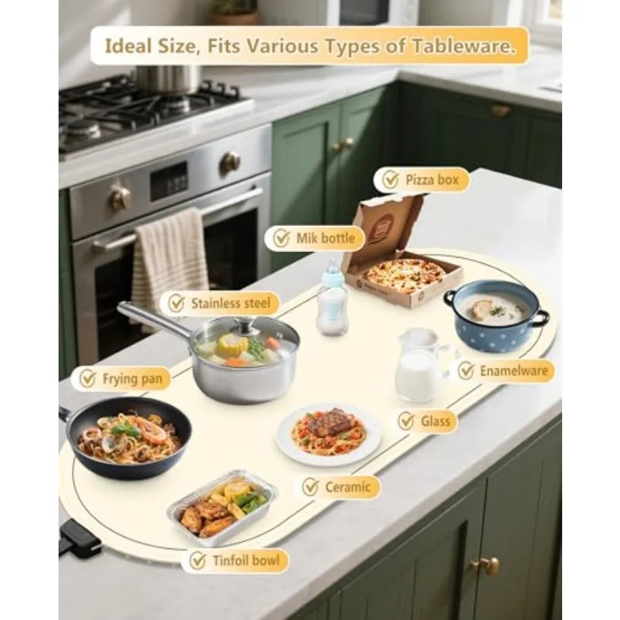 Food Warming Mats for Countertop Extra Large XXL 36"x15" Electric Heating Pad for Food Roll Up Silicone Warmer Mat for Party an