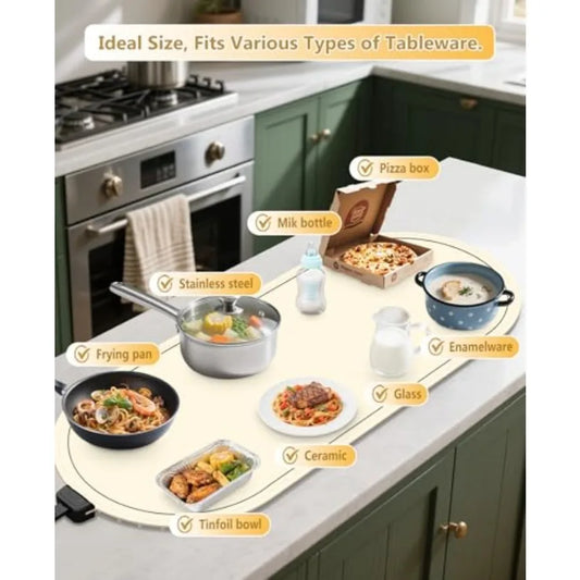 Food Warming Mats for Countertop Extra Large XXL 36"x15" Electric Heating Pad for Food Roll Up Silicone Warmer Mat for Party an