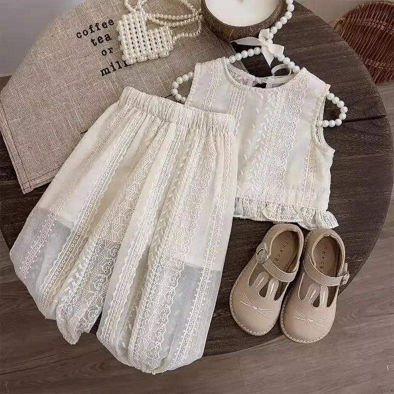 Girl's Princess Style Set Fashionable New Girl Baby Summer Dress Set Trendy Children's Summer Fashion Beach Set