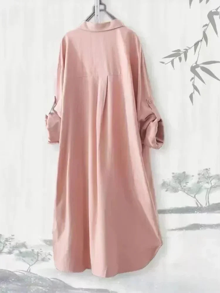 Plus Size Korean Style Women Tops Blouses Loose Breathable Casual Shirts Simple Solid Female Long Sleeved Blouses Hot Clothing