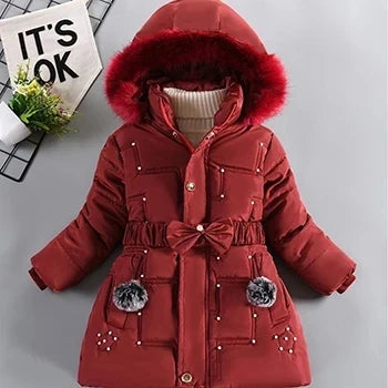 Autumn Winter Girls Jacket Keep Warm Hooded Windproof Outerwear Birthday Christmas Girls Coat 4 5 6 7 8 9 10 Years Kids Clothes