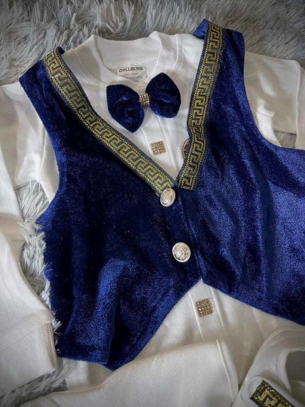 Baby Boy Formal Wedding Suit Toddler 0-1y Outfit Kids Vest Blazer Gentleman Clothes Long Sleeve Layette Outfit