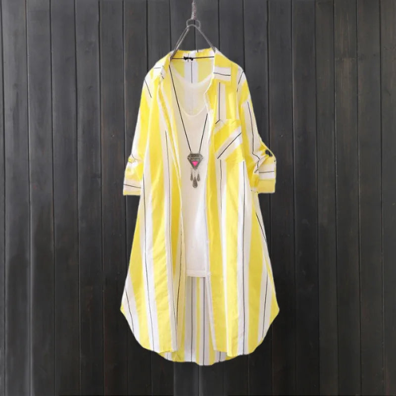 Chiffon shirt long-sleeved fashionable sun protection shirt top design loose striped shirt jacket plus size woman clothing