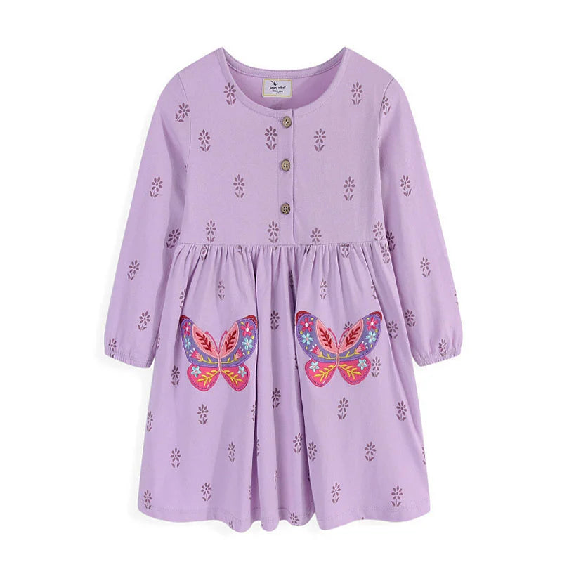 Jumping Meters 2-7T Long Sleeve Princess Girls Dresses Animals Embroidery New Autumn Spring Children Costume Hot Selling Dress