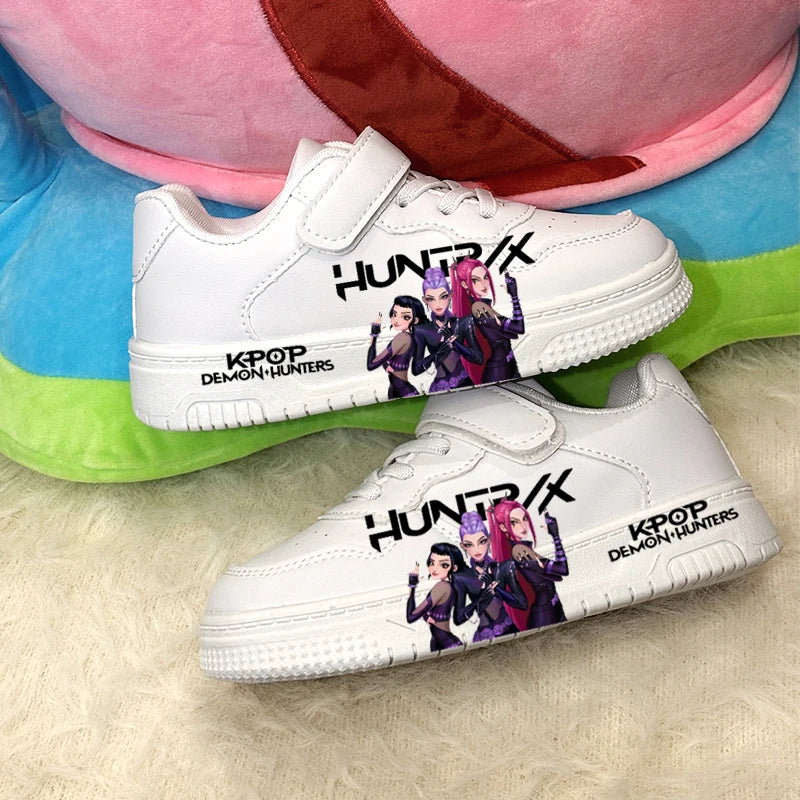 Kids KPOP Casual Shoes 2026 Children's New Fashion Hunters Printed Sport Shoes Girls White Anti-slip Outdoor Breathable Sneakers