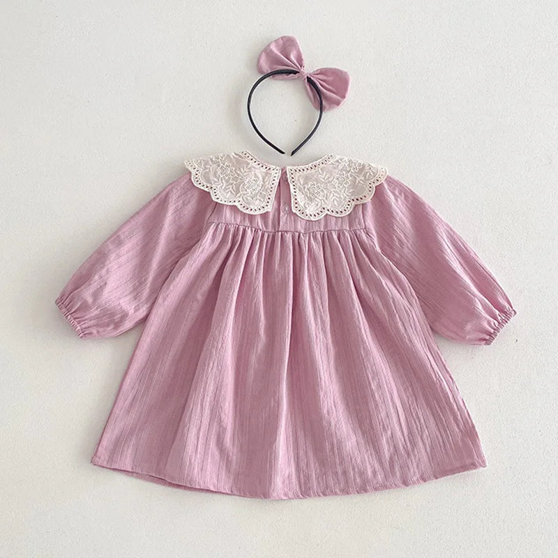 2025 New Autumn 1-5Yrs Girl Party Dress Baby Girl Romper Long Sleeved Cotton Splicing Kids Princess Dresses Sister Clothes