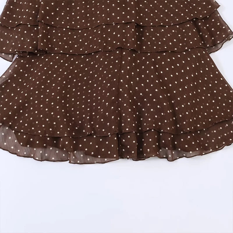 Women's New Summer Dress 2026 Fashion Neck Cascading Elegant Youth Ball Party Dresses Chic Polka-dot Mini Comfortable Dress