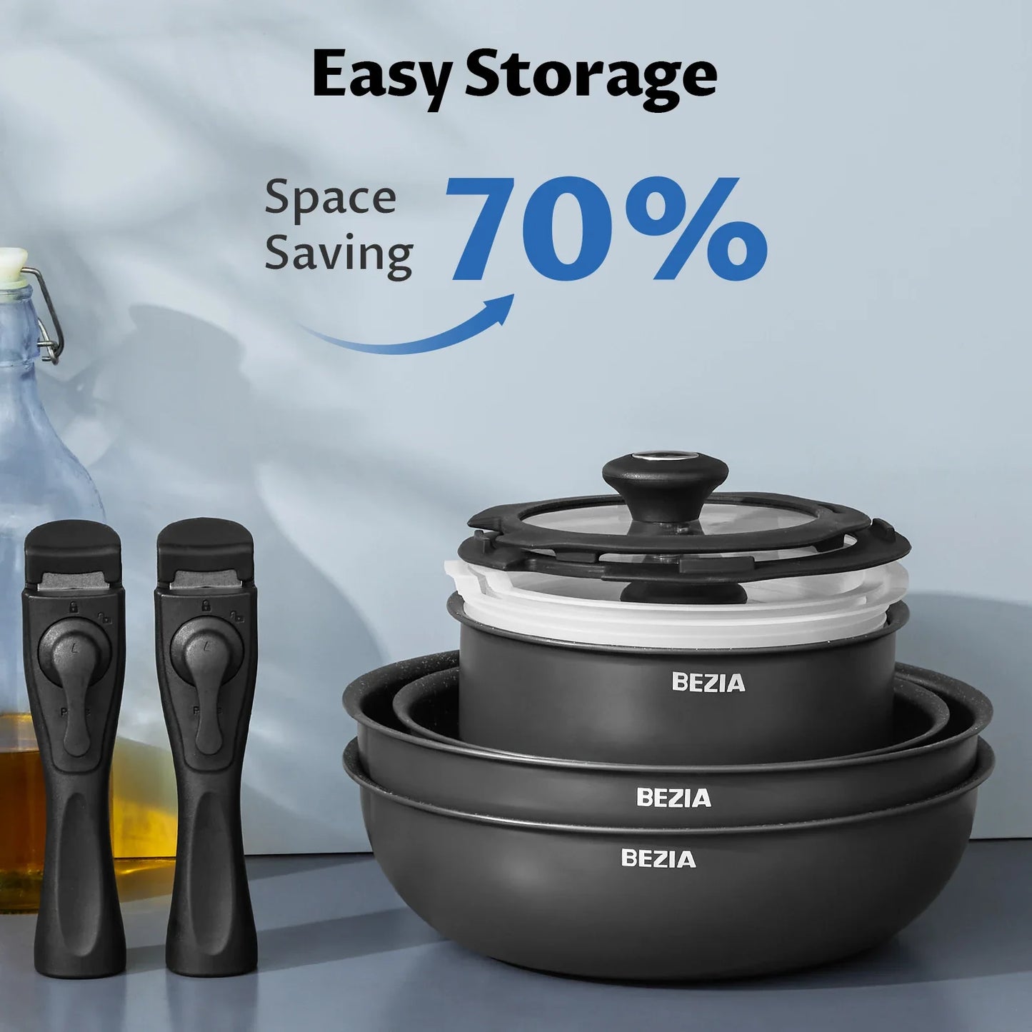 Induction Cookware Set 13 Pieces, Nonstick Pots and Pans Set with Removable Handles