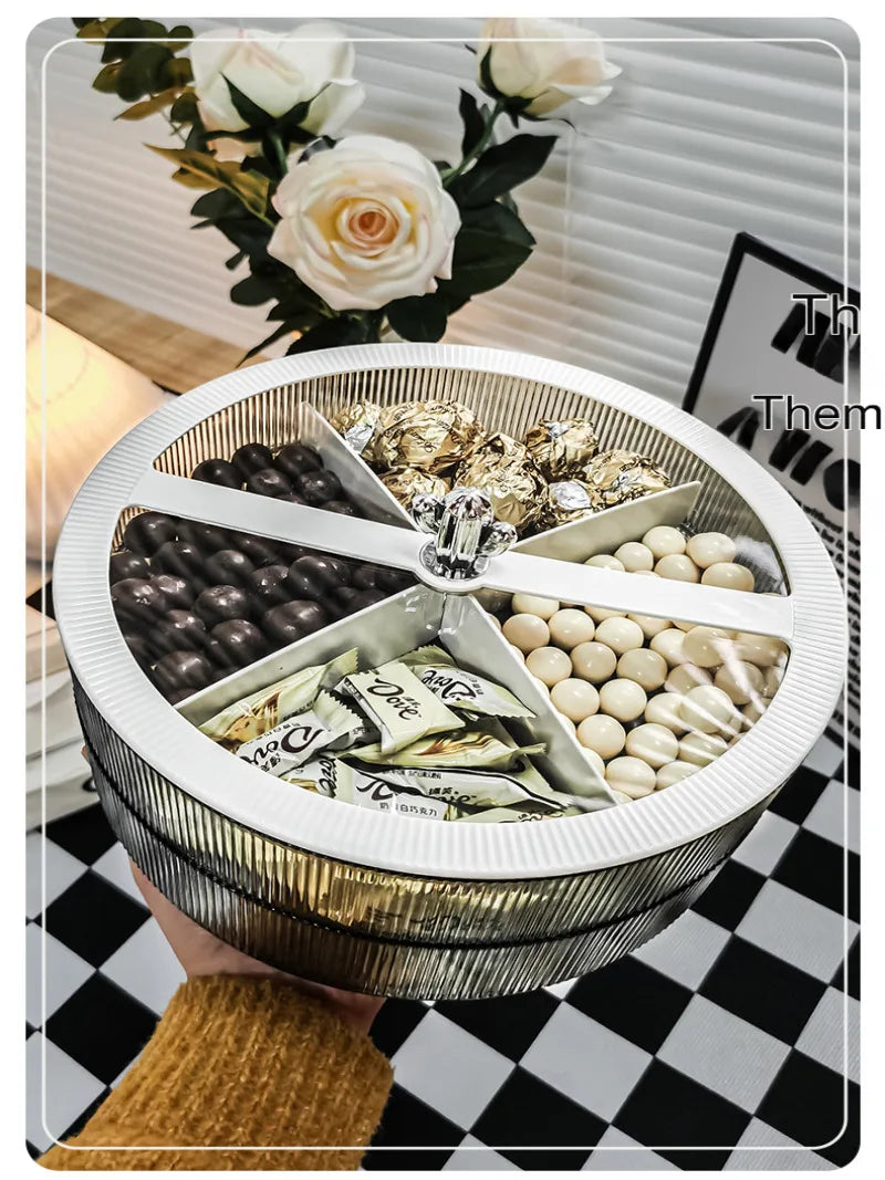 Food Platter Food Storage Tray with Lid 4 Compartment Snack Dried Fruit Candy Nut Serving Plates Tra