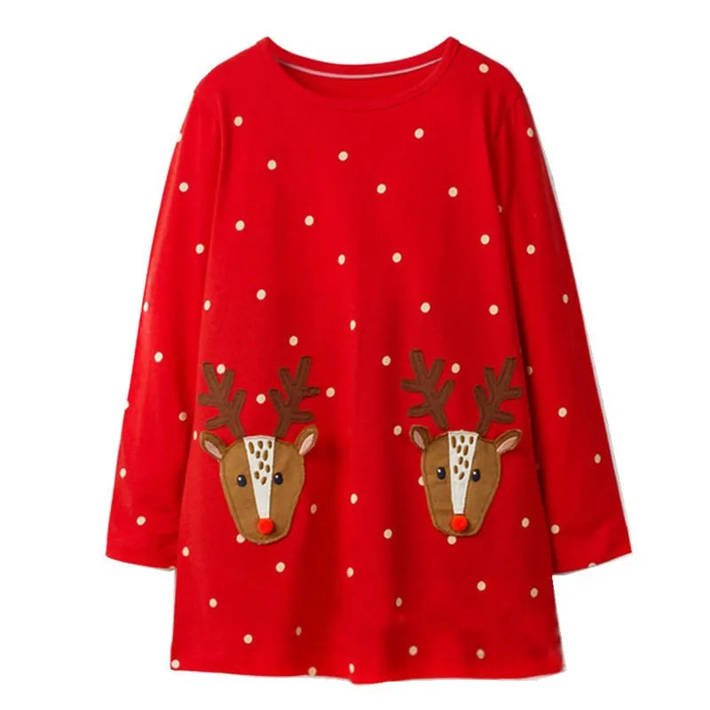 Jumping Meters 2-7T Long Sleeve Princess Girls Dresses Animals Embroidery New Autumn Spring Children Costume Hot Selling Dress