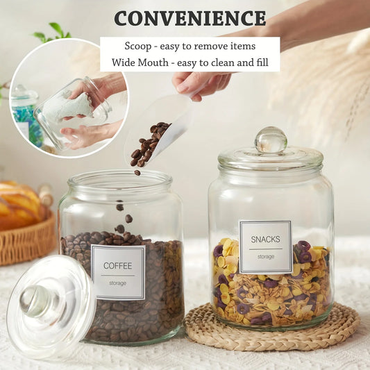 Half Gallon Large Glass Jars with Lids, Airtight Storage Clear Containers for Kitchen, Laundry Room, Set Of 4