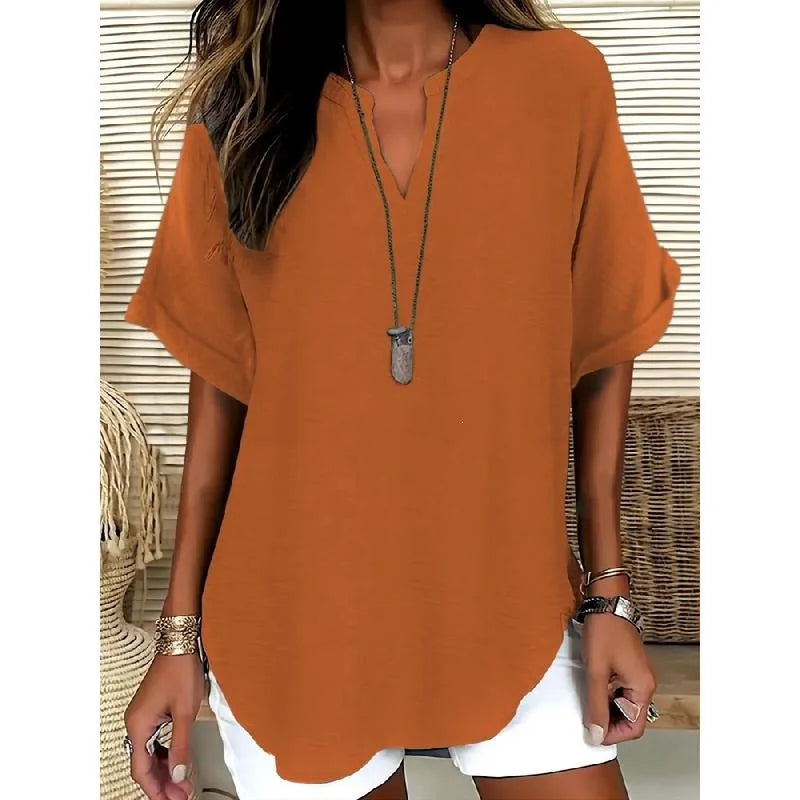 Women's Casual Color Short Sleeve Shirt Spring 2026 Princes Sleeve Other Material 100% Deformation Resistant Fashion