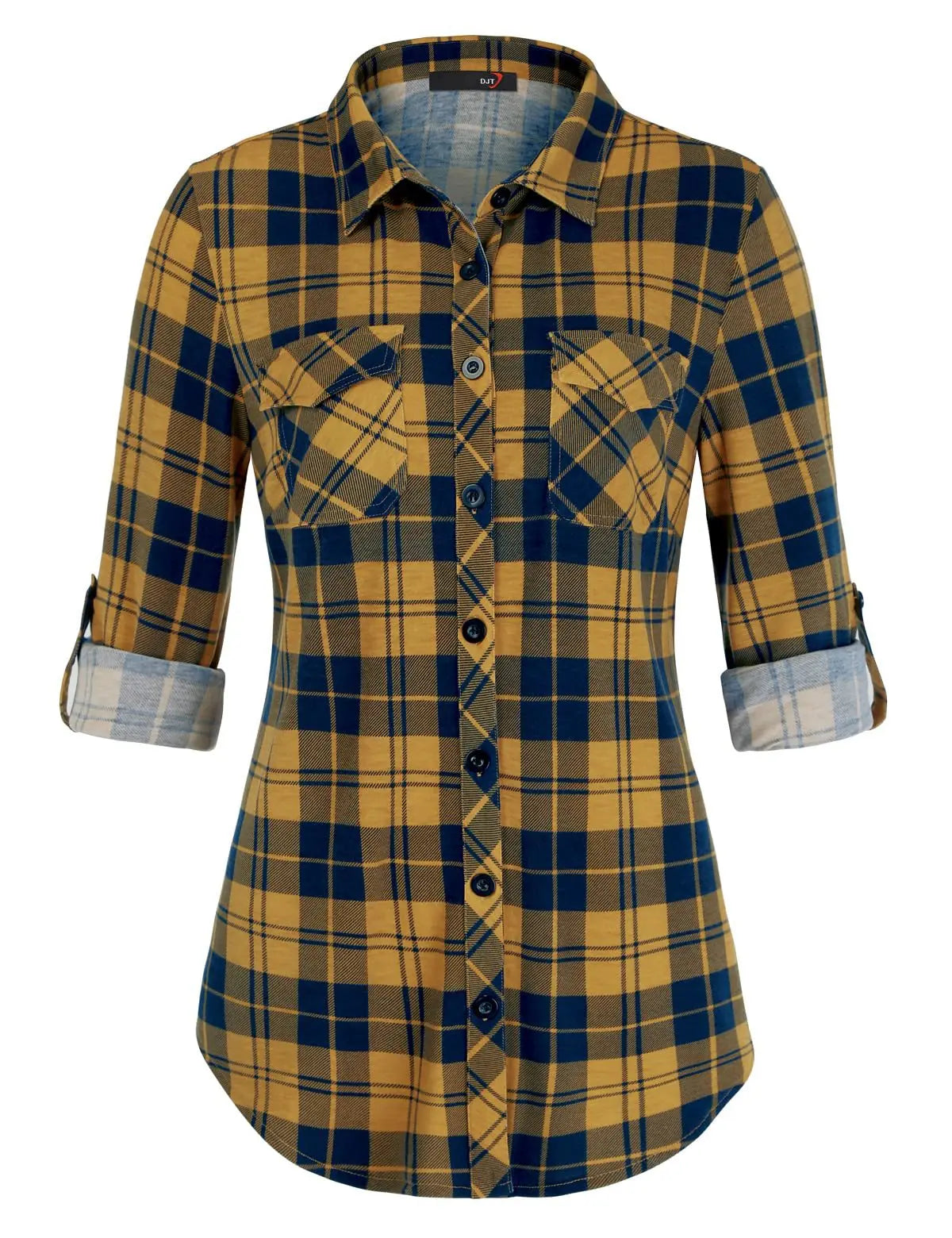Women's  fashion Casual Plaid Button-Down Shirt