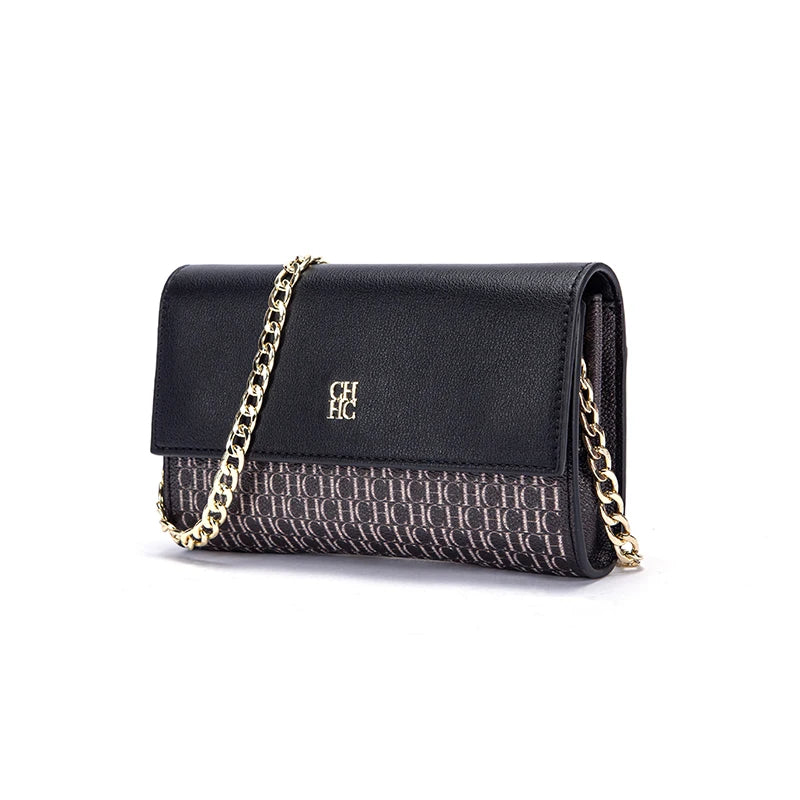 CHCH Women's Shoulder Bag New Magnetic Flip Chain Bag Brown Small Square Bag Wallet
