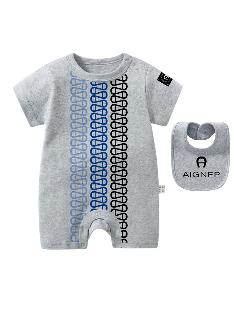 Summer Newborns Jumpsuit %100 Cotton Baby Clothes 2025 New Toddler Boys Rompers Bib scarf Set Infant Soft Short sleeve Bodysuits
