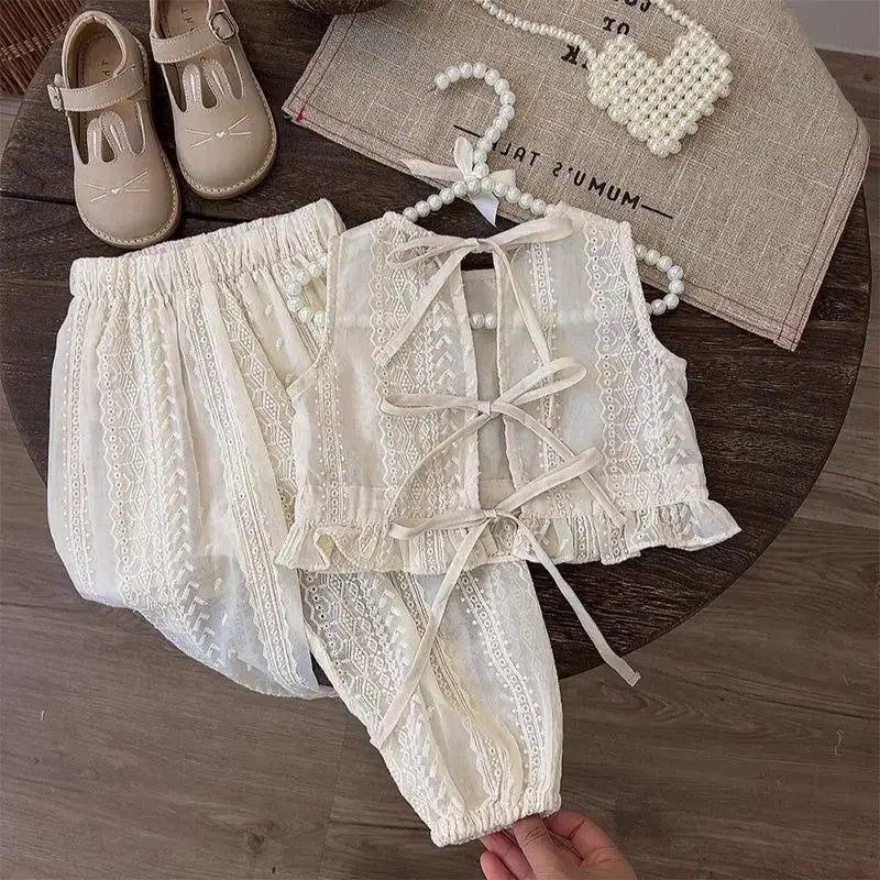 Girl's Princess Style Set Fashionable New Girl Baby Summer Dress Set Trendy Children's Summer Fashion Beach Set