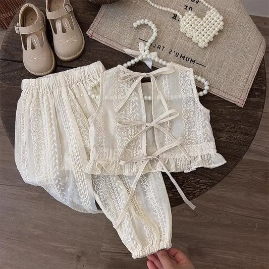 Girl's Princess Style Set Fashionable New Girl Baby Summer Dress Set Trendy Children's Summer Fashion Beach Set