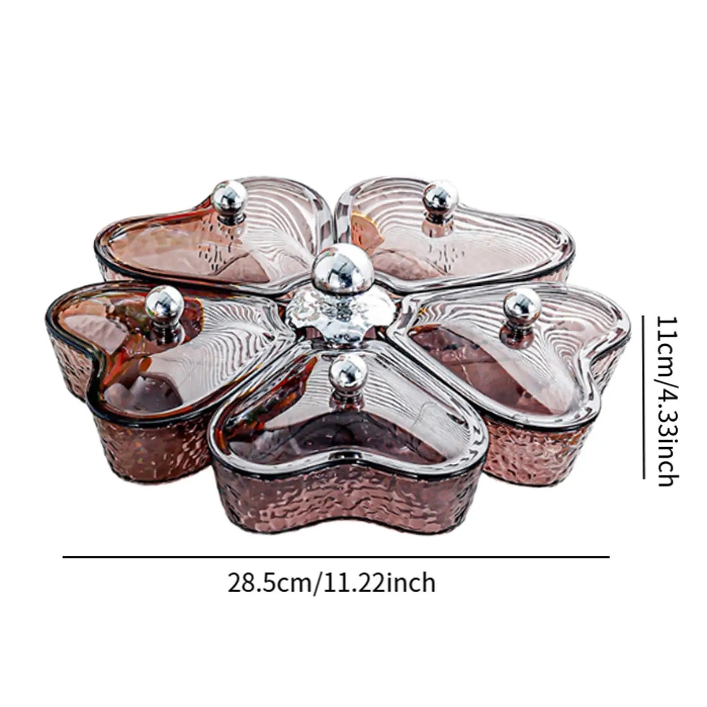 Divided Serving Tray Fruit Plate Organizer Nut Candy Veggie Tray Rotating Snack Platter for Candy Nuts Sweets Fruit Tea Party