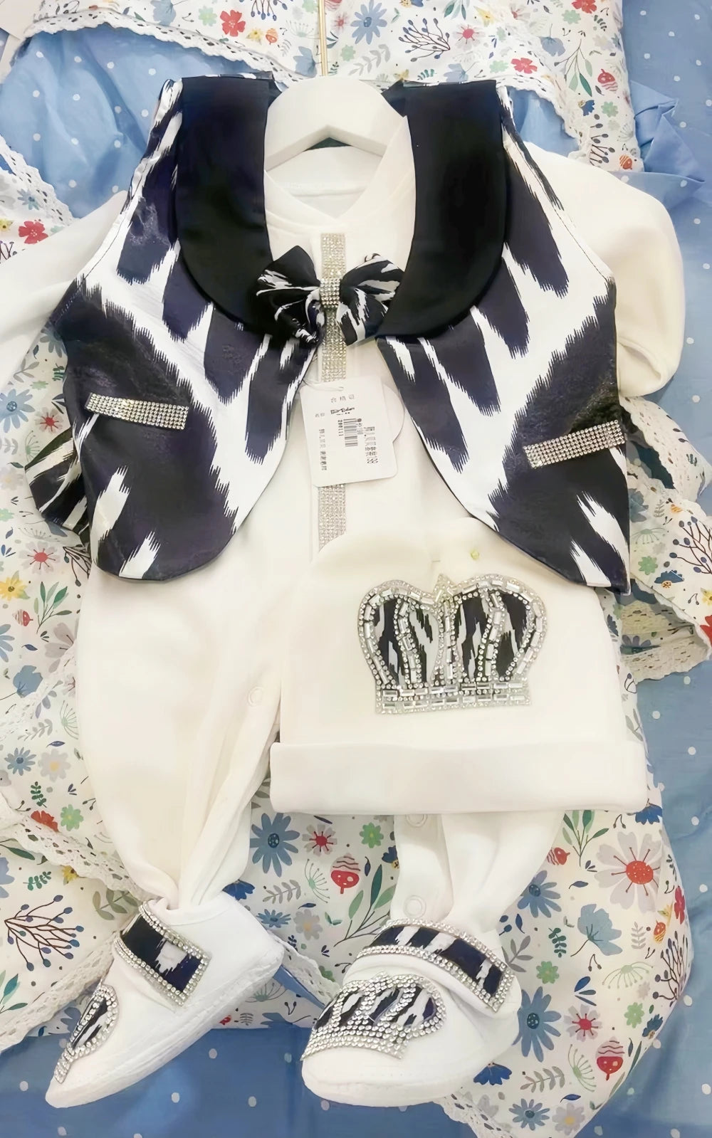 Baby Boy Formal Wedding Suit Toddler 0-1y Outfit Kids Vest Blazer Gentleman Clothes Long Sleeve Layette Outfit