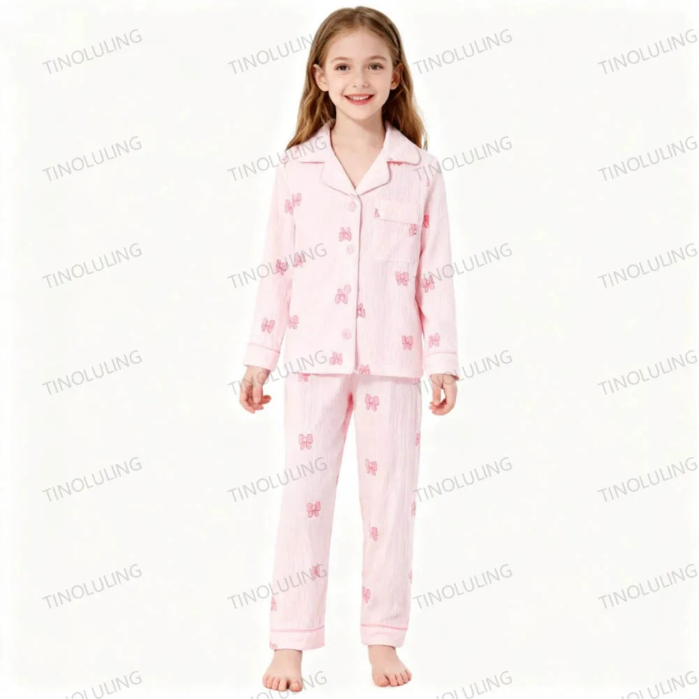 Girls' Pajamas Cartoon Sleepwear for Children Boys Teenage Kids 3 5 7 9 11 13 Yrs Home Wear Clothing Set Child Casual Outfits