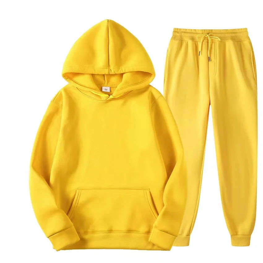 Women's  fashion Sets Hoodies Pants Autumn Winter Hooded Sweatshirt Sweatpants Hoodie Pant Hoody Pullover Female Suit