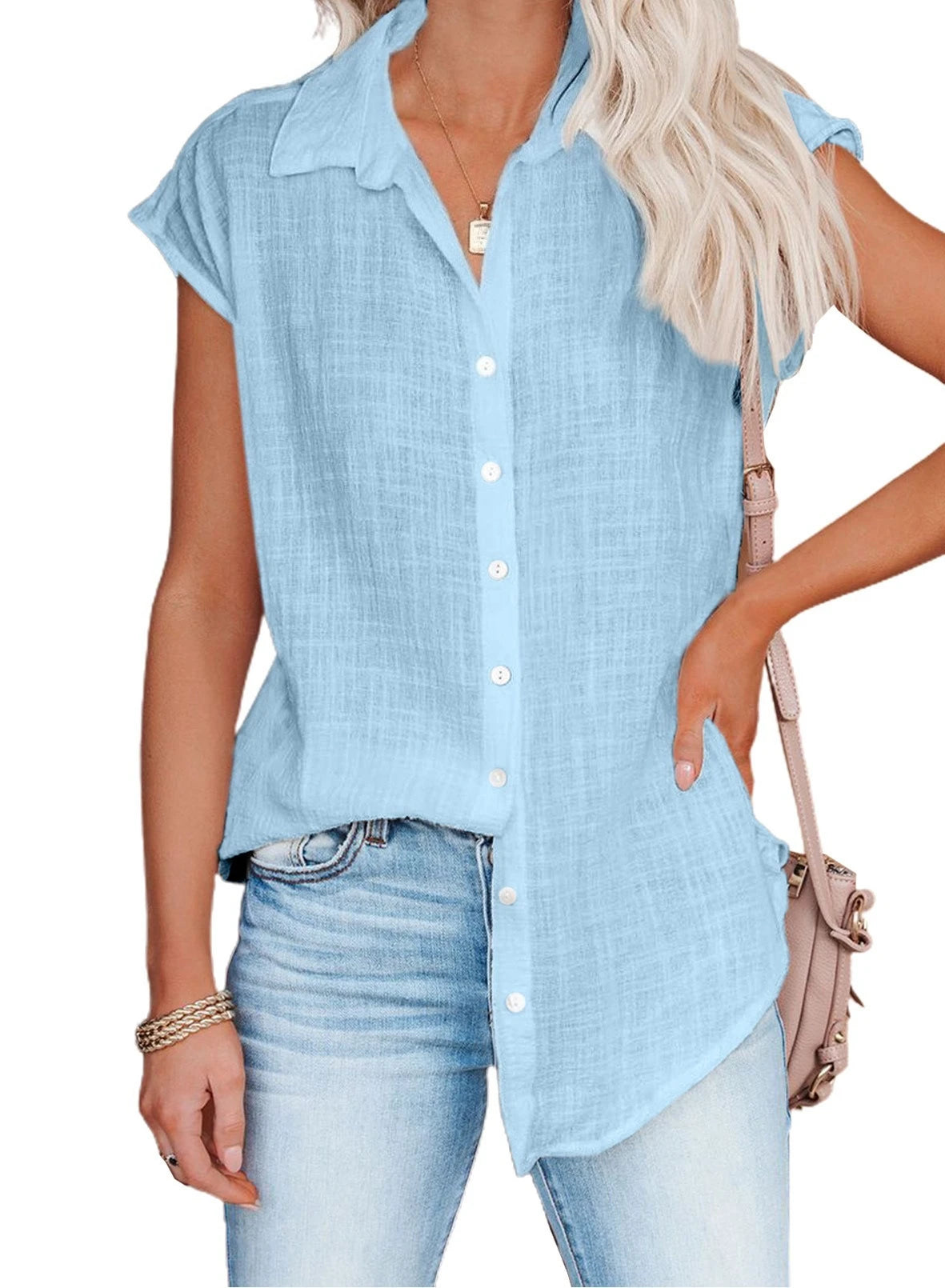Summer Solid Cotton Linen Shirt Women's Clothing Casual Short Sleeve Tops Tee Ladies T-Shirts Blusas Thin Loose T Shirt Woman
