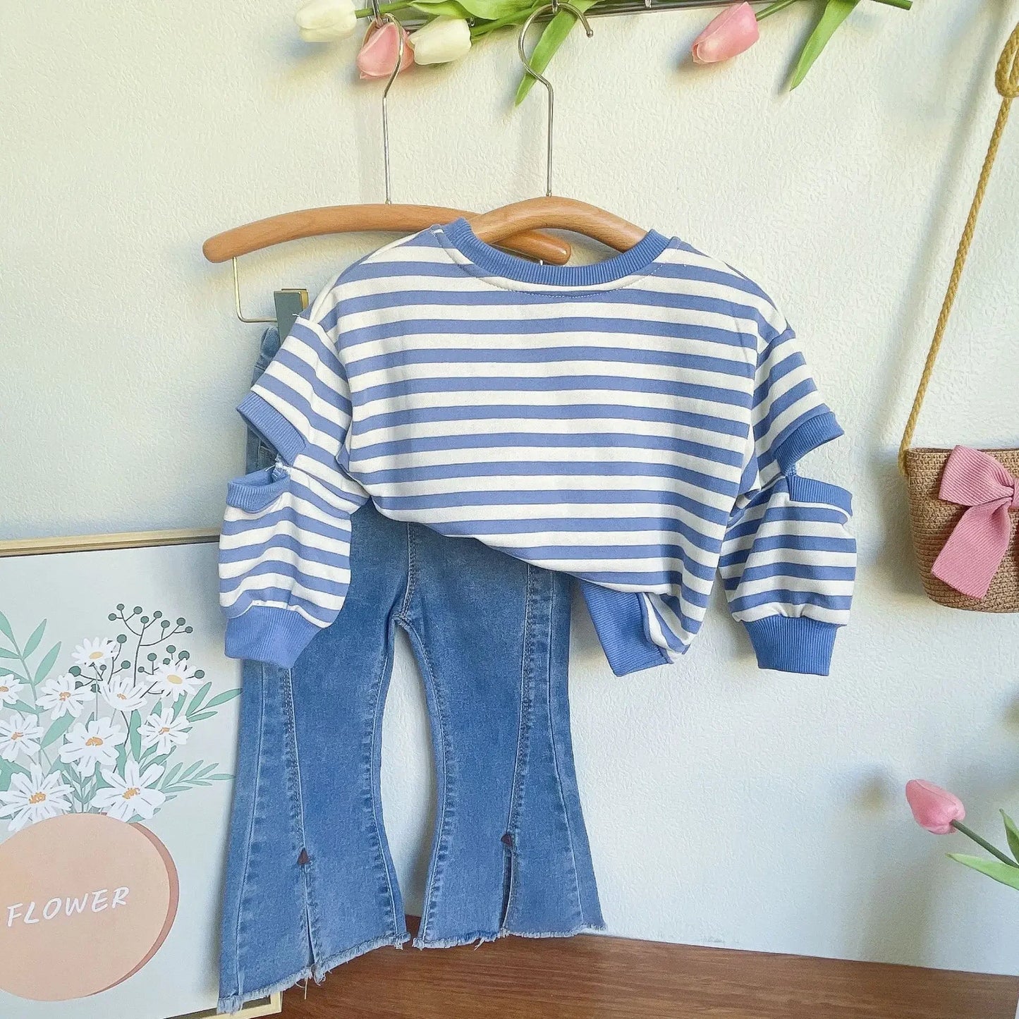 New Girls Clothes Sets Autumn Spring Long Sleeve Shirt+jeans Toddler Girl Clothes Fashion Kids Clothes Girls Suits Children 2pcs