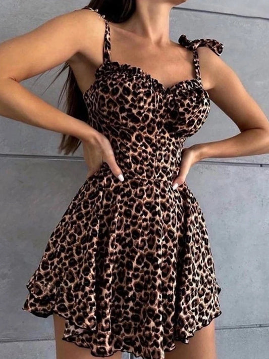 French Pure Desire Dress Summer New Style Tether Design Strap Waist for Slimming Look Retro Dress
