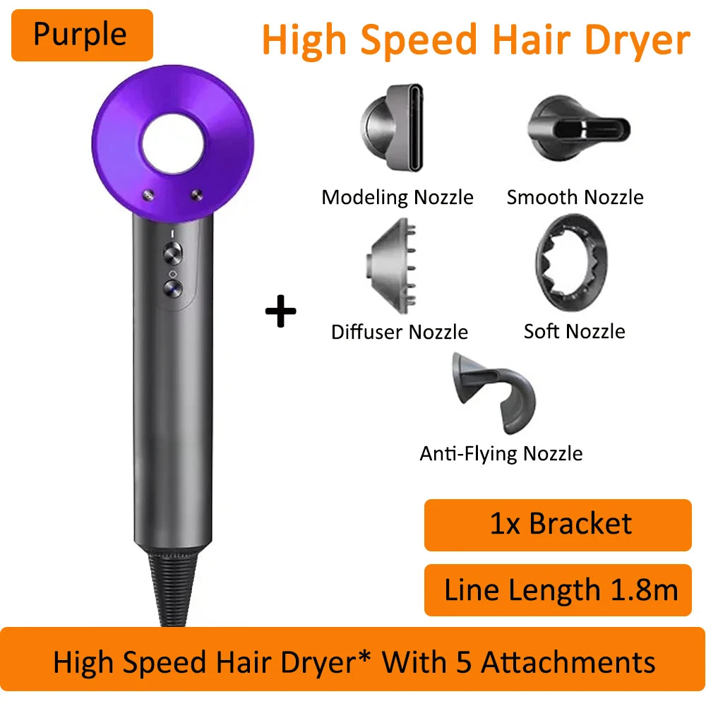 Super Leafless Hair Dryer 5 in 1 Hair Dryer 220V Professional Haircare 1600W Powerful Air Blower Negative Ionic Salon Style Tool