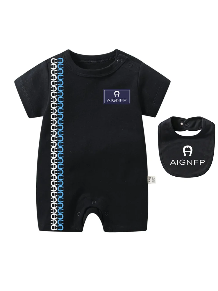 Summer Newborns Jumpsuit %100 Cotton Baby Clothes 2025 New Toddler Boys Rompers Bib scarf Set Infant Soft Short sleeve Bodysuits