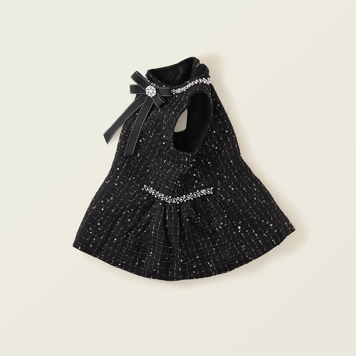 Autumn Girls' Coarse Tweed Sleeveless Vest Dress Winter Baby Black Elegant Rhinestone Hot Stamping Dress Kids Dresses for Girls