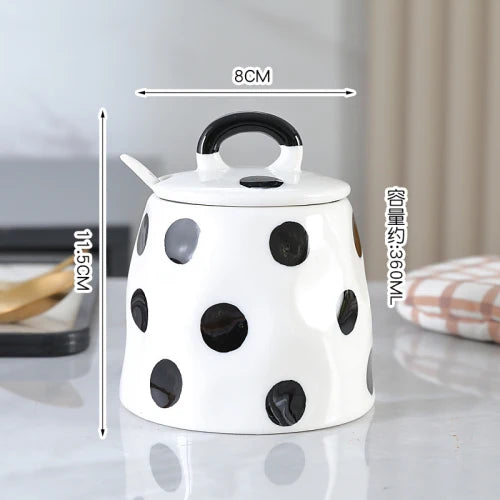 Black and White Striped European Ceramic Seasoning Cans, Home Seasoning Boxes, Home Kitchen Supplies.